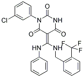 (Z)-1-(3-CHLOROPHENYL)-5-((PHENYLAMINO)(2-(TRIFLUOROMETHYL)BENZYLAMINO)METHYLENE)PYRIMIDINE-2,4,6(1H,3H,5H)-TRIONE Struktur