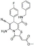 METHYL 2-[5-AMINO-8-[(BENZYLAMINO)CARBONYL]-6-CYANO-7-(4-FLUOROPHENYL)-3-OXO-7H-[1,3]THIAZOLO[3,2-A]PYRIDIN-2(3H)-YLIDENE]ACETATE Struktur