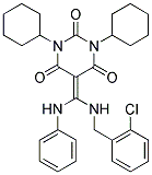 5-((2-CHLOROBENZYLAMINO)(PHENYLAMINO)METHYLENE)-1,3-DICYCLOHEXYLPYRIMIDINE-2,4,6(1H,3H,5H)-TRIONE Struktur