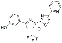 3-(3-HYDROXYPHENYL)-1-(4-PYRIDIN-2-YL-1,3-THIAZOL-2-YL)-5-(TRIFLUOROMETHYL)-4,5-DIHYDRO-1H-PYRAZOL-5-OL Struktur