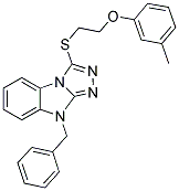 9-BENZYL-3-(2-M-TOLYLOXY-ETHYLSULFANYL)-9H-BENZO[4,5]IMIDAZO[2,1-C][1,2,4]TRIAZOLE Struktur