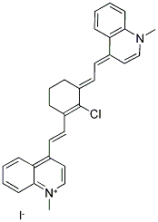 4-[(E)-2-(2-CHLORO-3-((E)-2-[1-METHYL-4(1H)-QUINOLINYLIDENE]ETHYLIDENE)-1-CYCLOHEXEN-1-YL)ETHENYL]-1-METHYLQUINOLINIUM IODIDE Struktur