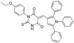 (E)-1-(4-ETHOXYPHENYL)-2-THIOXO-5-((1,2,5-TRIPHENYL-1H-PYRROL-3-YL)METHYLENE)-DIHYDROPYRIMIDINE-4,6(1H,5H)-DIONE Struktur