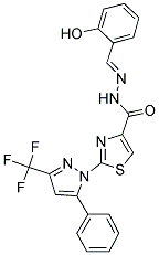 N'-[(1E)-(2-HYDROXYPHENYL)METHYLENE]-2-[5-PHENYL-3-(TRIFLUOROMETHYL)-1H-PYRAZOL-1-YL]-1,3-THIAZOLE-4-CARBOHYDRAZIDE Struktur