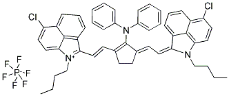 BENZO[CD]INDOLIUM, 1-BUTYL-2-[(E)-2-[3-[(E)-2-[1-BUTYL-6-CHLOROBENZO[CD]INDOL-2(1H)-YLIDENE]ETHYLIDENE]-2-(DIPHENYLAMINO)-1-CYCLOPENTEN-1-YL]ETHENYL]-6-CHLORO-HEXAFLUOROPHOSPHATE Struktur