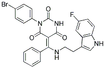 (E)-1-(4-BROMOPHENYL)-5-((2-(5-FLUORO-1H-INDOL-3-YL)ETHYLAMINO)(PHENYL)METHYLENE)PYRIMIDINE-2,4,6(1H,3H,5H)-TRIONE Struktur