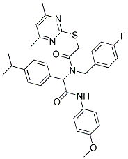 2-(4,6-DIMETHYLPYRIMIDIN-2-YLTHIO)-N-(4-FLUOROBENZYL)-N-(1-(4-ISOPROPYLPHENYL)-2-(4-METHOXYPHENYLAMINO)-2-OXOETHYL)ACETAMIDE Struktur