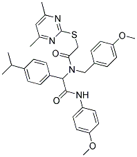 2-(4,6-DIMETHYLPYRIMIDIN-2-YLTHIO)-N-(1-(4-ISOPROPYLPHENYL)-2-(4-METHOXYPHENYLAMINO)-2-OXOETHYL)-N-(4-METHOXYBENZYL)ACETAMIDE Struktur