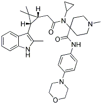 4-(N-CYCLOPROPYL-2-((1R,3S)-2,2-DIMETHYL-3-(2-METHYL-1H-INDOL-3-YL)CYCLOPROPYL)ACETAMIDO)-1-METHYL-N-(4-MORPHOLINOPHENYL)PIPERIDINE-4-CARBOXAMIDE Struktur