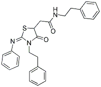 (E)-2-(4-OXO-3-PHENETHYL-2-(PHENYLIMINO)THIAZOLIDIN-5-YL)-N-PHENETHYLACETAMIDE Struktur