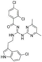 (E)-2,4-DICHLORO-N-((2-(5-CHLORO-1H-INDOL-3-YL)ETHYLAMINO)(4,6-DIMETHYLPYRIMIDIN-2-YLAMINO)METHYLENE)BENZAMIDE Struktur