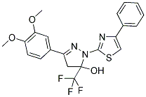 3-(3,4-DIMETHOXYPHENYL)-1-(4-PHENYL-1,3-THIAZOL-2-YL)-5-(TRIFLUOROMETHYL)-4,5-DIHYDRO-1H-PYRAZOL-5-OL Struktur