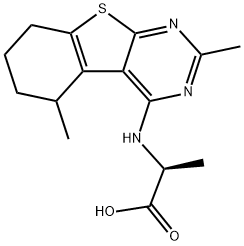 2-(2,5-DIMETHYL-5,6,7,8-TETRAHYDRO-BENZO[4,5]-THIENO[2,3-D]PYRIMIDIN-4-YLAMINO)-PROPIONIC ACID Struktur