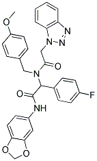 2-(2-(1H-BENZO[D][1,2,3]TRIAZOL-1-YL)-N-(4-METHOXYBENZYL)ACETAMIDO)-N-(BENZO[D][1,3]DIOXOL-5-YL)-2-(4-FLUOROPHENYL)ACETAMIDE Struktur