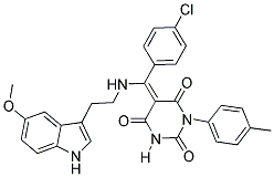 (E)-5-((4-CHLOROPHENYL)(2-(5-METHOXY-1H-INDOL-3-YL)ETHYLAMINO)METHYLENE)-1-P-TOLYLPYRIMIDINE-2,4,6(1H,3H,5H)-TRIONE Struktur