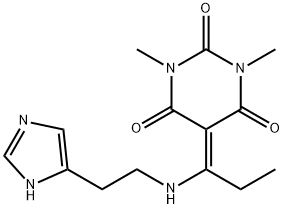 5-(1-{[2-(1H-IMIDAZOL-4-YL)ETHYL]AMINO}PROPYLIDENE)-1,3-DIMETHYLPYRIMIDINE-2,4,6(1H,3H,5H)-TRIONE Struktur