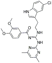 (E)-N-((2-(5-CHLORO-1H-INDOL-3-YL)ETHYLAMINO)(4,6-DIMETHYLPYRIMIDIN-2-YLAMINO)METHYLENE)-3,4-DIMETHOXYBENZAMIDE Struktur