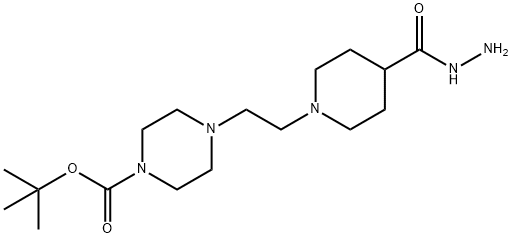 TERT-BUTYL 4-(2-[4-(HYDRAZINOCARBONYL)PIPERIDINO]ETHYL)TETRAHYDRO-1(2H)-PYRAZINECARBOXYLATE Struktur