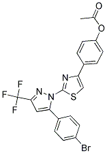 4-{2-[5-(4-BROMOPHENYL)-3-(TRIFLUOROMETHYL)-1H-PYRAZOL-1-YL]-1,3-THIAZOL-4-YL}PHENYL ACETATE Struktur