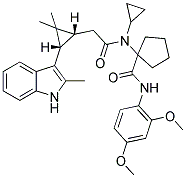 1-(N-CYCLOPROPYL-2-((1R,3S)-2,2-DIMETHYL-3-(2-METHYL-1H-INDOL-3-YL)CYCLOPROPYL)ACETAMIDO)-N-(2,4-DIMETHOXYPHENYL)CYCLOPENTANECARBOXAMIDE Struktur