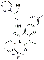 (Z)-5-((2-(1H-INDOL-3-YL)ETHYLAMINO)(P-TOLYL)METHYLENE)-1-(2-(TRIFLUOROMETHYL)PHENYL)PYRIMIDINE-2,4,6(1H,3H,5H)-TRIONE Struktur