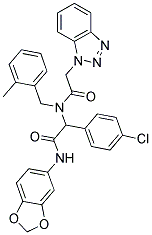 2-(2-(1H-BENZO[D][1,2,3]TRIAZOL-1-YL)-N-(2-METHYLBENZYL)ACETAMIDO)-N-(BENZO[D][1,3]DIOXOL-5-YL)-2-(4-CHLOROPHENYL)ACETAMIDE Struktur