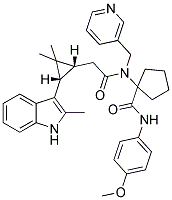 1-(2-((1R,3S)-2,2-DIMETHYL-3-(2-METHYL-1H-INDOL-3-YL)CYCLOPROPYL)-N-(PYRIDIN-3-YLMETHYL)ACETAMIDO)-N-(4-METHOXYPHENYL)CYCLOPENTANECARBOXAMIDE Struktur