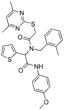 2-(4,6-DIMETHYLPYRIMIDIN-2-YLTHIO)-N-(2-(4-METHOXYPHENYLAMINO)-2-OXO-1-(THIOPHEN-2-YL)ETHYL)-N-(2-METHYLBENZYL)ACETAMIDE Struktur