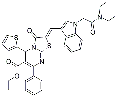 (Z)-ETHYL 2-((1-(2-(DIETHYLAMINO)-2-OXOETHYL)-1H-INDOL-3-YL)METHYLENE)-3-OXO-7-PHENYL-5-(THIOPHEN-2-YL)-3,5-DIHYDRO-2H-THIAZOLO[3,2-A]PYRIMIDINE-6-CARBOXYLATE Struktur