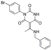 (5E)-5-[1-(BENZYLAMINO)ETHYLIDENE]-1-(4-BROMOPHENYL)PYRIMIDINE-2,4,6(1H,3H,5H)-TRIONE Struktur