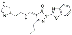 (4E)-2-(1,3-BENZOTHIAZOL-2-YL)-4-({[2-(1H-IMIDAZOL-4-YL)ETHYL]AMINO}METHYLENE)-5-PROPYL-2,4-DIHYDRO-3H-PYRAZOL-3-ONE Struktur