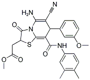 METHYL 2-(5-AMINO-6-CYANO-8-(3,4-DIMETHYLPHENYLCARBAMOYL)-7-(3-METHOXYPHENYL)-3-OXO-3,7-DIHYDRO-2H-THIAZOLO[3,2-A]PYRIDIN-2-YL)ACETATE Struktur