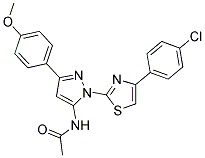 N-[1-[4-(4-CHLOROPHENYL)-1,3-THIAZOL-2-YL]-3-(4-METHOXYPHENYL)-1H-PYRAZOL-5-YL]ACETAMIDE Struktur