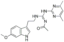 (E)-N-((4,6-DIMETHYLPYRIMIDIN-2-YLAMINO)(2-(6-METHOXY-1H-INDOL-3-YL)ETHYLAMINO)METHYLENE)ACETAMIDE Struktur