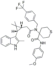 4-(2-((1R,3S)-2,2-DIMETHYL-3-(2-METHYL-1H-INDOL-3-YL)CYCLOPROPYL)-N-(4-(TRIFLUOROMETHYL)BENZYL)ACETAMIDO)-N-(4-METHOXYPHENYL)-TETRAHYDRO-2H-THIOPYRAN-4-CARBOXAMIDE Struktur