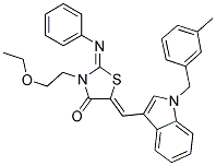 (2E,5Z)-3-(2-ETHOXYETHYL)-5-((1-(3-METHYLBENZYL)-1H-INDOL-3-YL)METHYLENE)-2-(PHENYLIMINO)THIAZOLIDIN-4-ONE Struktur