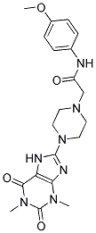 2-[4-(1,3-DIMETHYL-2,6-DIOXO-2,3,6,7-TETRAHYDRO-1H-PURIN-8-YL)PIPERAZIN-1-YL]-N-(4-METHOXYPHENYL)ACETAMIDE Struktur