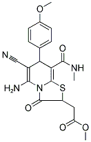 METHYL {5-AMINO-6-CYANO-7-(4-METHOXYPHENYL)-8-[(METHYLAMINO)CARBONYL]-3-OXO-2,3-DIHYDRO-7H-[1,3]THIAZOLO[3,2-A]PYRIDIN-2-YL}ACETATE Struktur