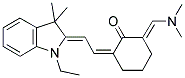 (2E,6Z)-2-((DIMETHYLAMINO)METHYLENE)-6-[(2Z)-2-(1-ETHYL-3,3-DIMETHYL-1,3-DIHYDRO-2H-INDOL-2-YLIDENE)ETHYLIDENE]CYCLOHEXANONE Struktur