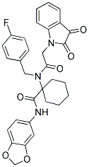 N-(BENZO[D][1,3]DIOXOL-5-YL)-1-(2-(2,3-DIOXOINDOLIN-1-YL)-N-(4-FLUOROBENZYL)ACETAMIDO)CYCLOHEXANECARBOXAMIDE Struktur