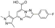 2-(4-FLUORO-PHENYL)-5-(1,3,5-TRIMETHYL-1H-PYRAZOL-4-YL)-PYRAZOLO[1,5-A]PYRIMIDINE-7-CARBOXYLIC ACID Struktur