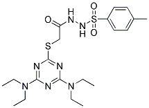 N'-(2-{[4,6-BIS(DIETHYLAMINO)-1,3,5-TRIAZIN-2-YL]SULFANYL}ACETYL)-4-METHYLBENZENESULFONOHYDRAZIDE Struktur