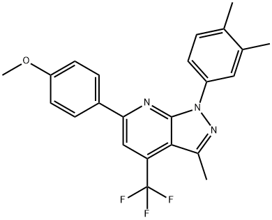 1-(3,4-DIMETHYLPHENYL)-6-(4-METHOXYPHENYL)-3-METHYL-4-(TRIFLUOROMETHYL)-1H-PYRAZOLO[3,4-B]PYRIDINE Struktur