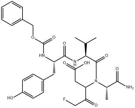 Z-TYR-VAL-ALA-DL-ASP-FLUOROMETHYLKETONE Struktur