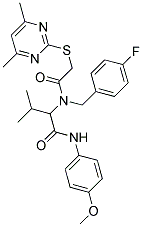 2-(2-(4,6-DIMETHYLPYRIMIDIN-2-YLTHIO)-N-(4-FLUOROBENZYL)ACETAMIDO)-N-(4-METHOXYPHENYL)-3-METHYLBUTANAMIDE Struktur