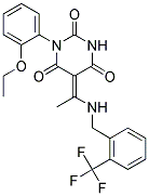 1-(2-ETHOXYPHENYL)-5-{(E)-1-[(2-TRIFLUOROMETHYLBENZYL)AMINO]ETHYLIDENE}-2,4,6(1H,3H,5H)-PYRIMIDINETRIONE Struktur