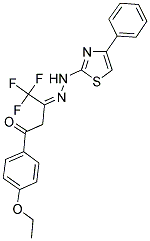 (3Z)-1-(4-ETHOXYPHENYL)-4,4,4-TRIFLUOROBUTANE-1,3-DIONE 3-[(4-PHENYL-1,3-THIAZOL-2-YL)HYDRAZONE] Struktur