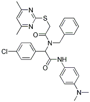 N-BENZYL-N-(1-(4-CHLOROPHENYL)-2-(4-(DIMETHYLAMINO)PHENYLAMINO)-2-OXOETHYL)-2-(4,6-DIMETHYLPYRIMIDIN-2-YLTHIO)ACETAMIDE Struktur