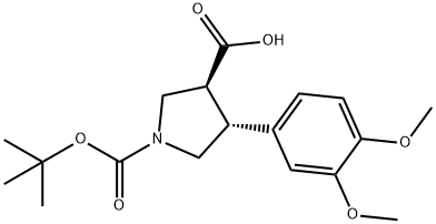 BOC-(TRANS)-4-(3,4-DIMETHOXY-PHENYL)-PYRROLIDINE-3-CARBOXYLIC ACID Struktur