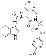 2-(N-BENZYL-2-((1R,3S)-2,2-DIMETHYL-3-(2-METHYL-1H-INDOL-3-YL)CYCLOPROPYL)ACETAMIDO)-N-(4-METHOXYPHENYL)-2-METHYLPROPANAMIDE Struktur